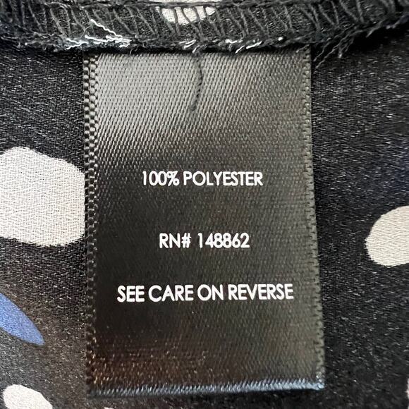 Torrid Chiffon Blouse Size 3X Black Blue White Polka Dot Cap Sleeve Quarter Zip - Picture 6 of 7